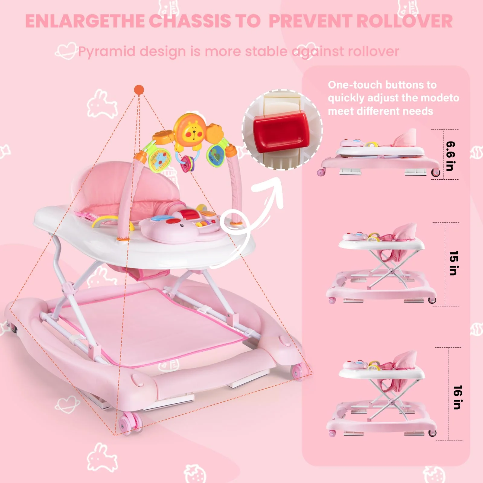 Boyro Baby 5-in-1 Baby Walkers for Boys Girls 6-12 Months