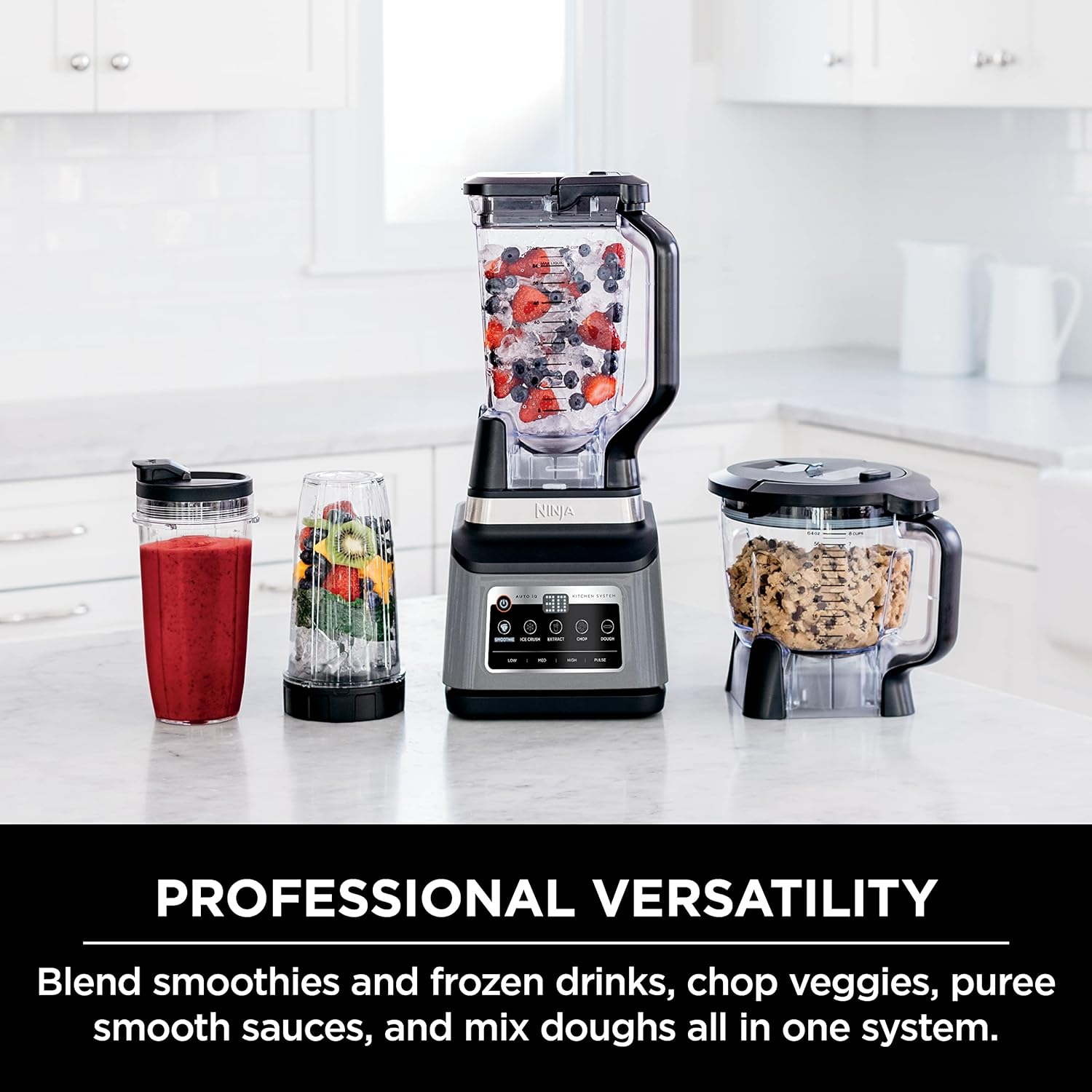 2025 Ninja BN801 Professional Plus Kitchen System  1400 WP  5 Functions for Smoothies  Chopping  Dough & More with Auto IQ  72-oz.* Blender Pitcher  64-oz. Processor Bowl  (2) 24-oz. To-Go Cups  Grey