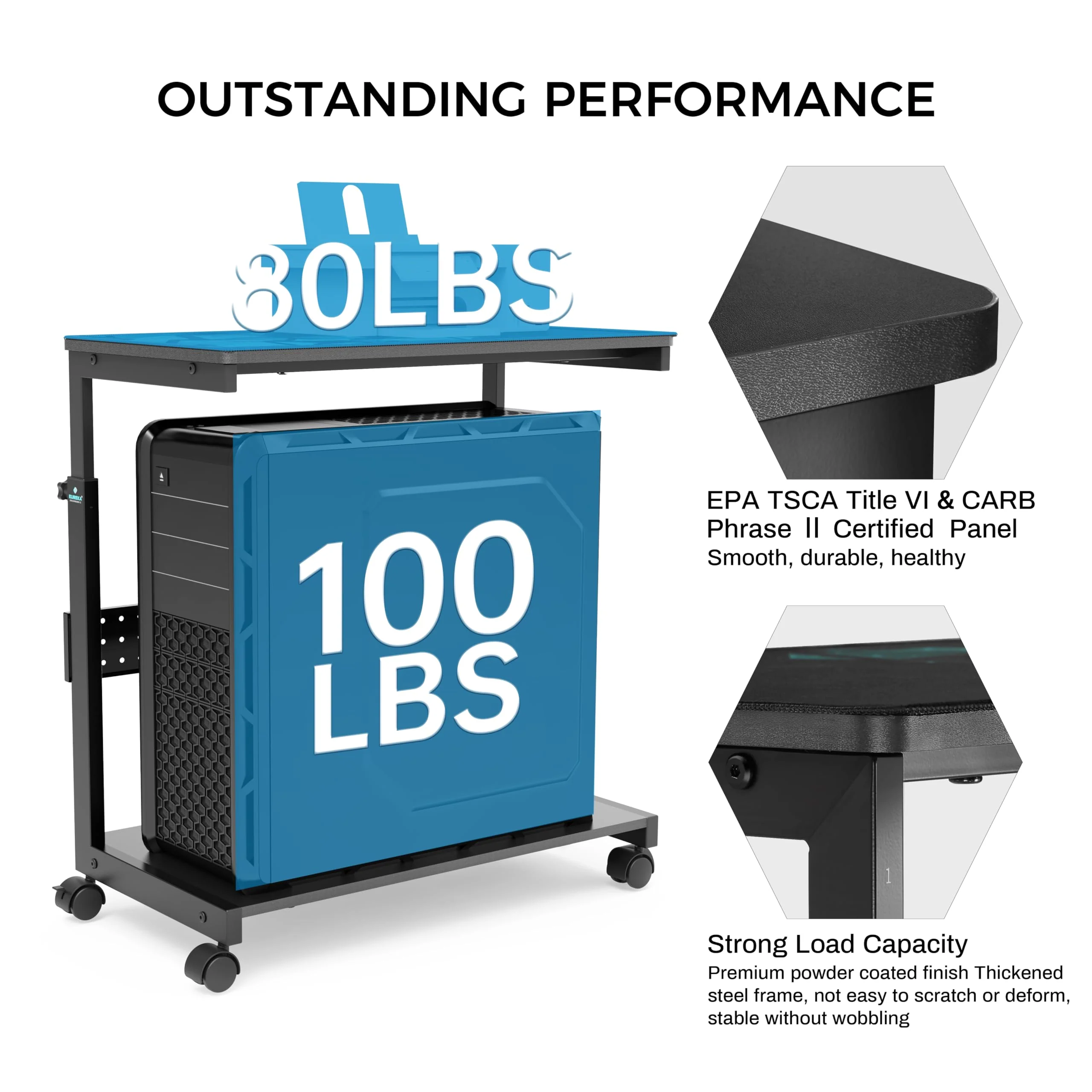 EUREKA ERGONOMIC Height Adjustable Computer Tower Stand