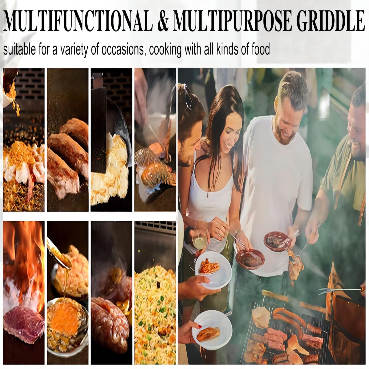 Flat Top Gas Griddle Grill 4-Burner Propane BBQ Grill Outdoor Cooking Station. Black