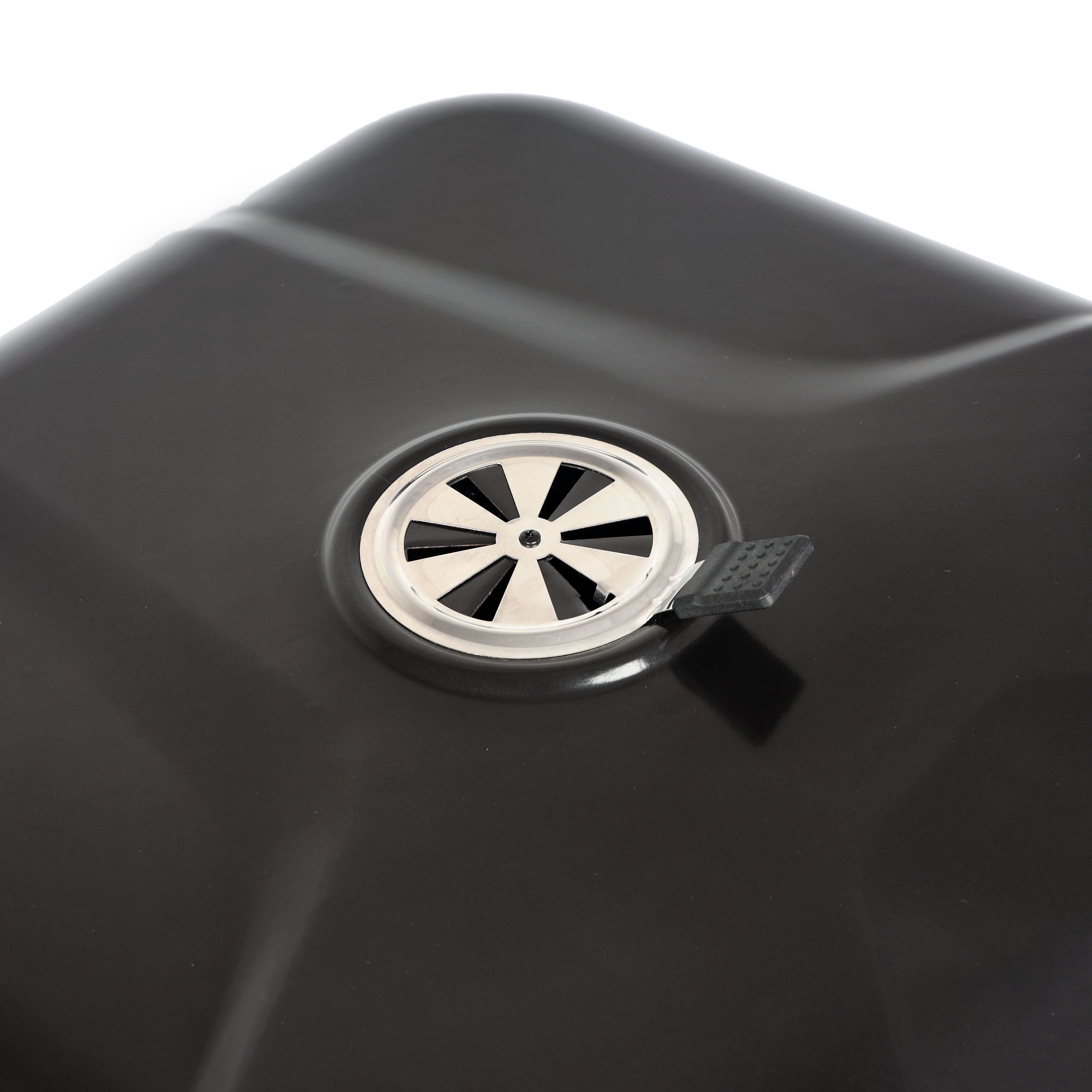 22 Square Charcoal Grill with Foldable Side Shelf. Black