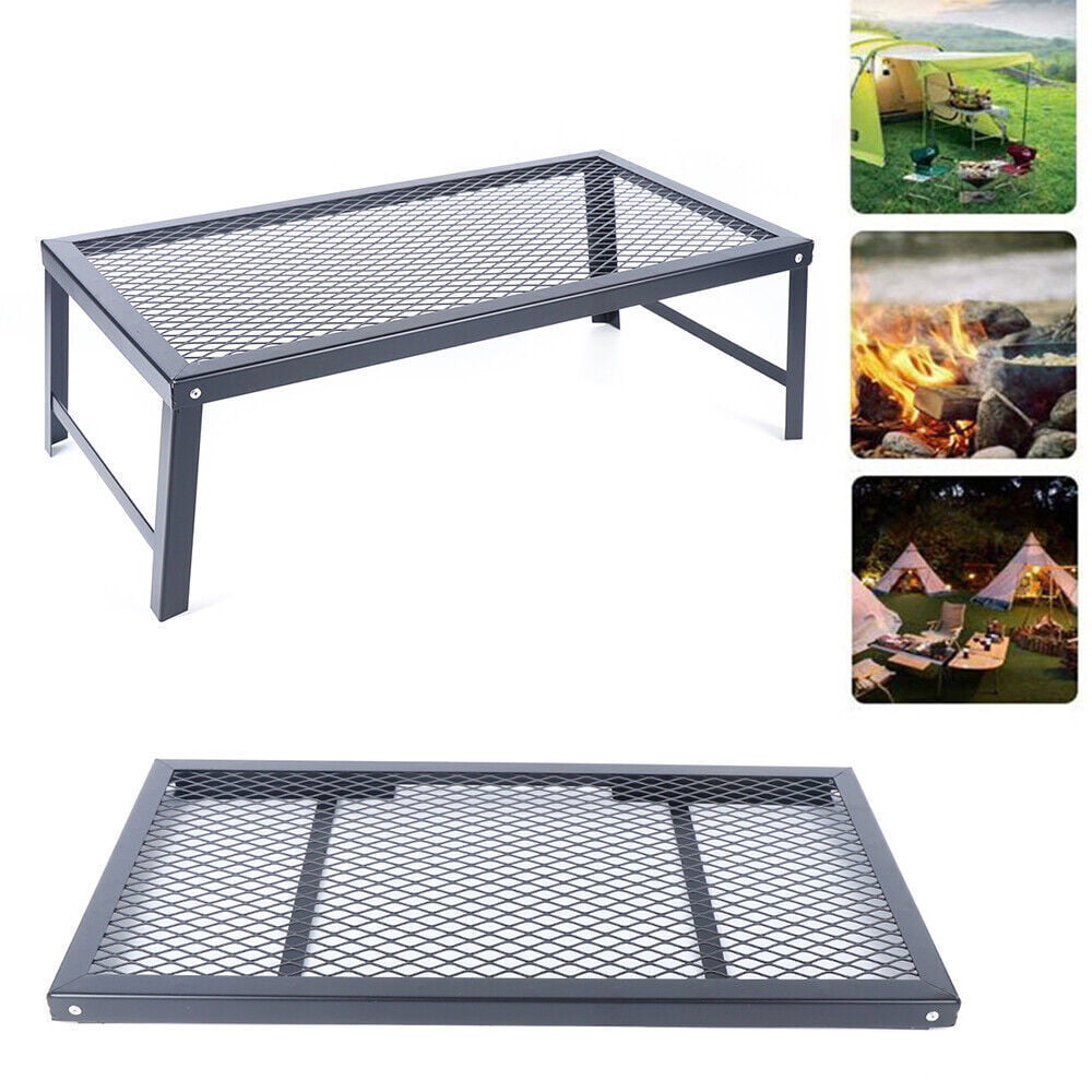 Campfire Grill Over-Fire Pit Cooking BBQ Rack Cooking Stove Black Foldable