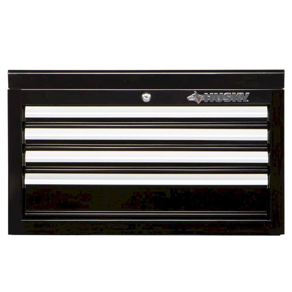Husky 26 in. W 4-Drawer Tool Chest in Gloss Black