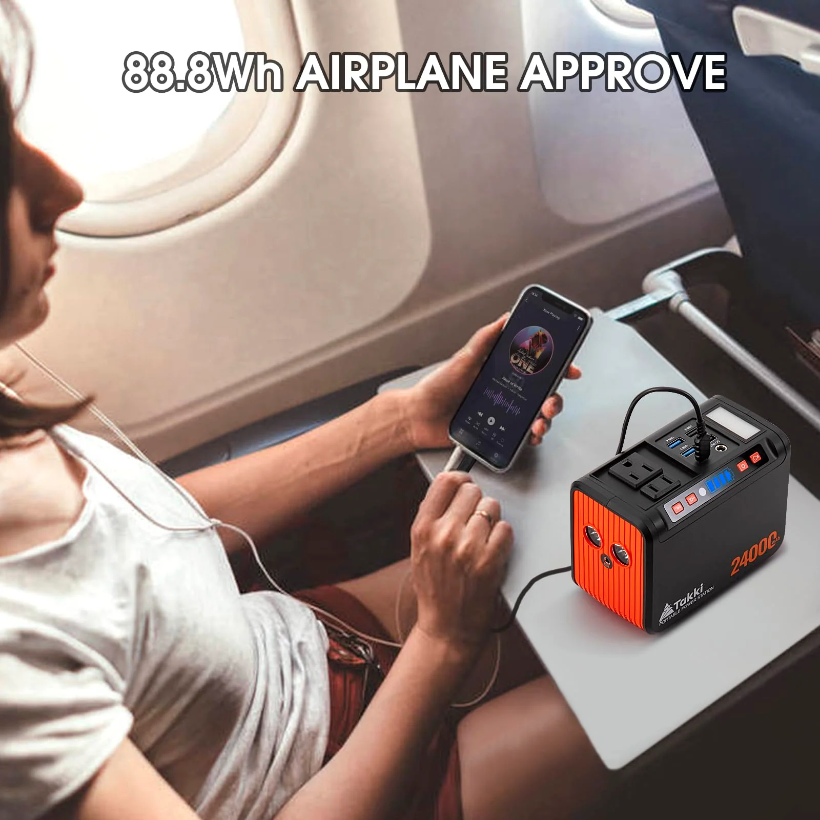 Takki Portable Power Station 88Wh with 110V AC DC USB Ports