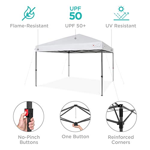 10x10ft 1-Person Setup Pop Up Canopy Tent Instant Portable Shelter w/ 1-Button Push