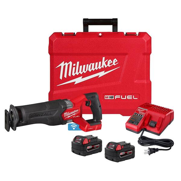 M18 FUEL ONE-KEY 18V Lithium-Ion Brushless Cordless SAWZALL Reciprocating Saw Kit with Two 5.0 Ah Batteries. Case