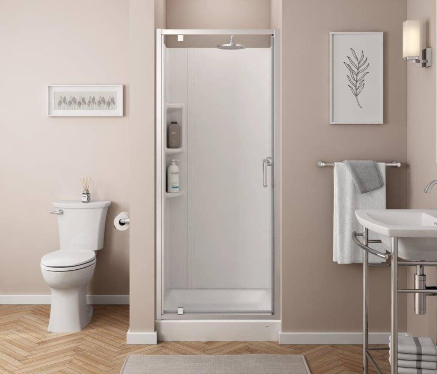 American Standard Mainstream Polished Chrome 29-5/8-In to 31-3/16-in x 72.12-in Semi-Frameless Hinged Shower Door | AM00842400.213