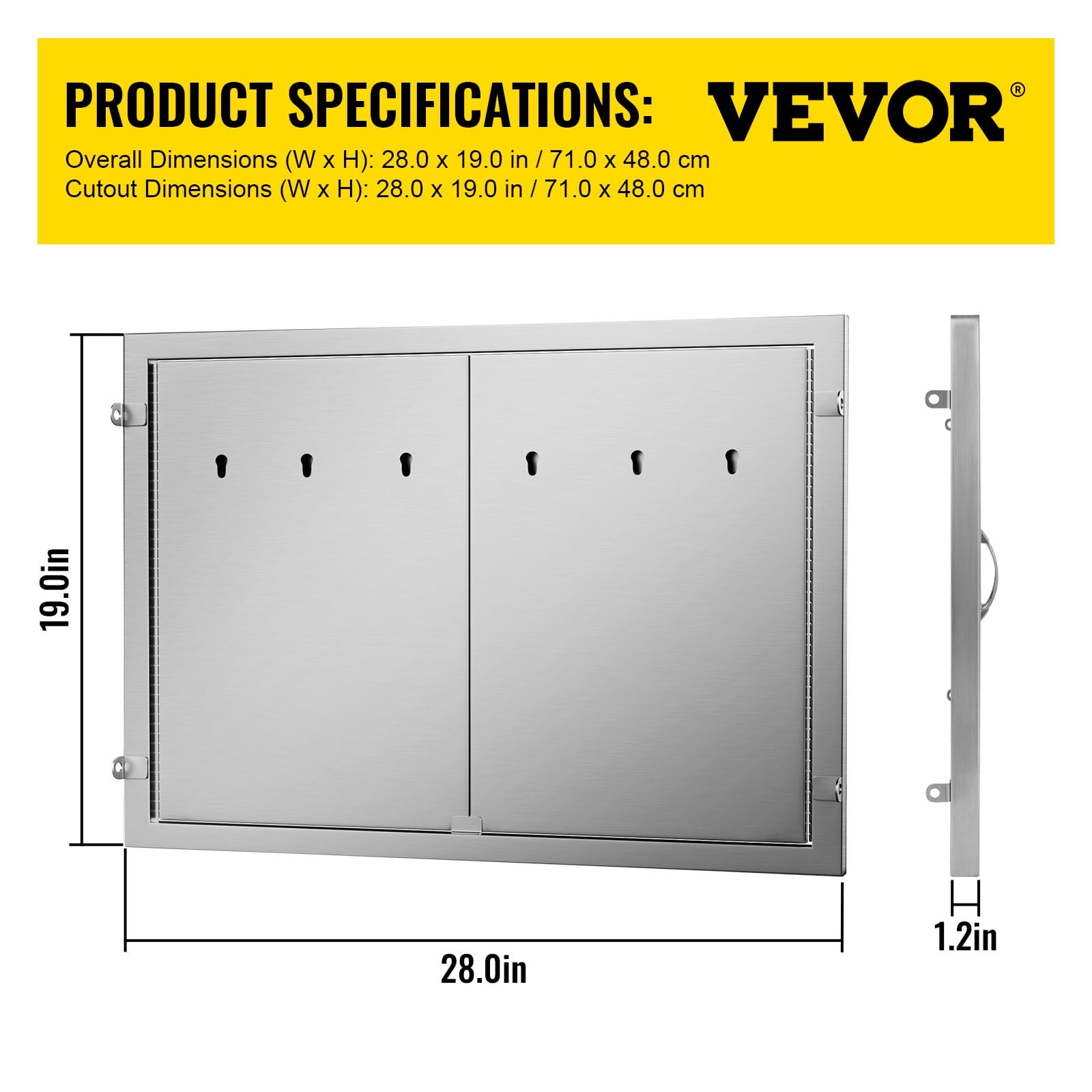 BBQ Access Door 28W X 19H inch. Double BBQ Door Stainless Steel. Outdoor Kitchen Doors for BBQ Island. Grill Station. Outside Cabinet