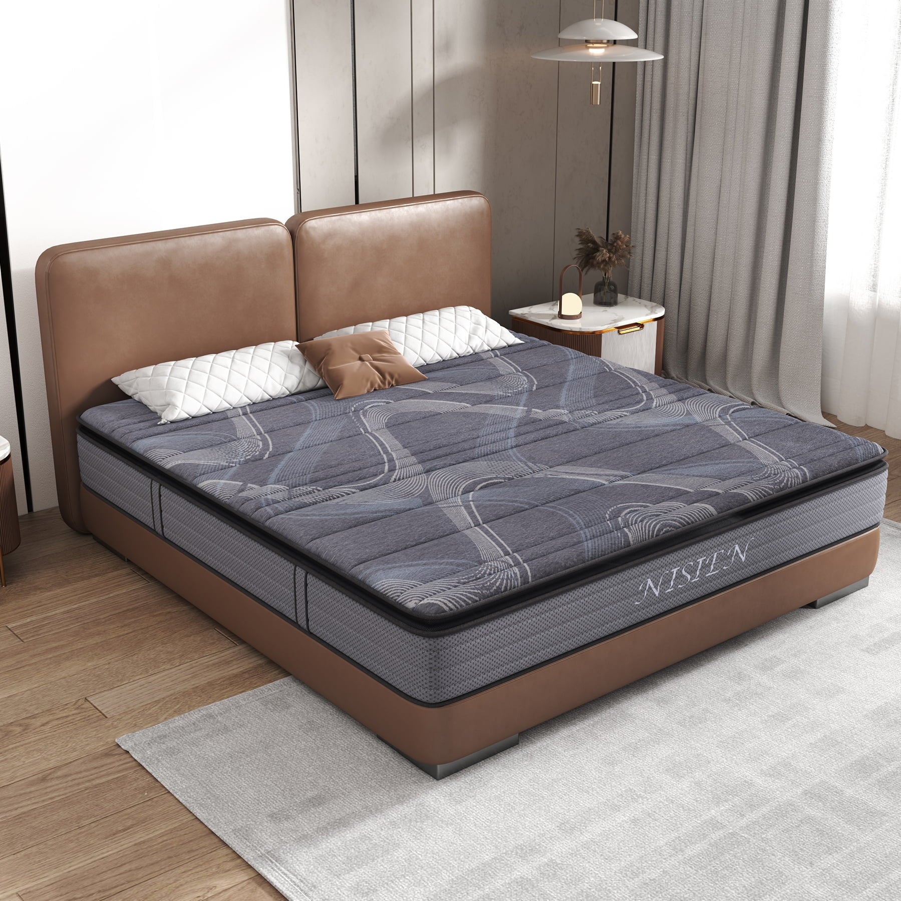 mattress in a box.NISIEN 10 Inch Hybrid Mattress. Gel Memory Foam Mattress.Individually Wrapped Pocket Coils Innerspring Mattress.100-Night Free Trial