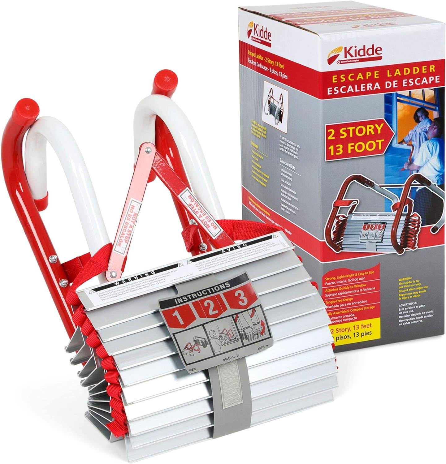 Kidde KL 2S Two Story Fire Escape Ladder with Anti Slip Rungs, 13 Foot