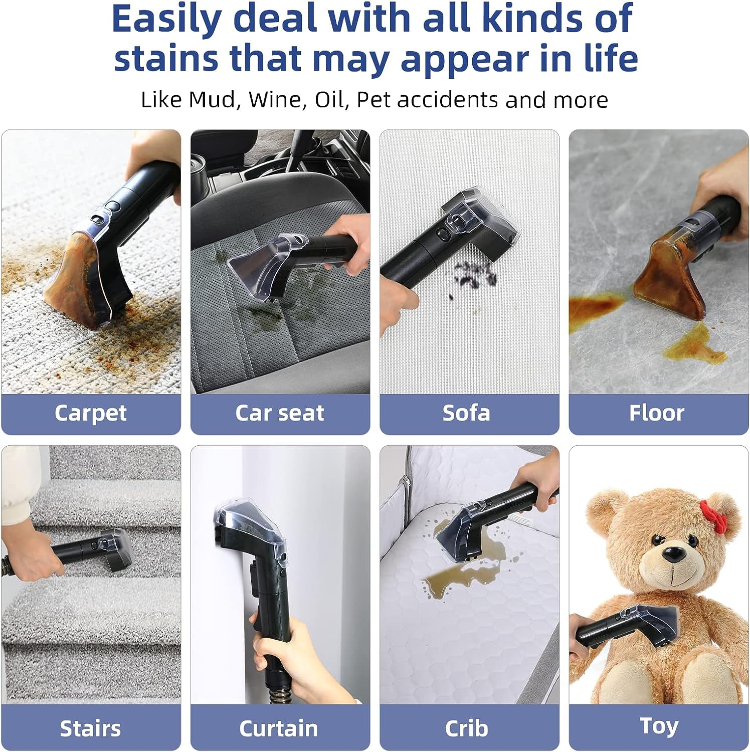 Slevoo Carpet Cleaner Machine 10.5Kpa Strong Suction