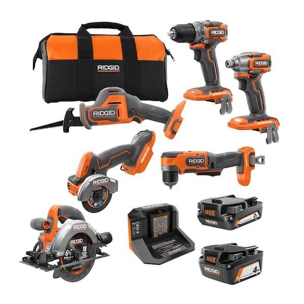 18V SubCompact Brushless Cordless 6-Tool Combo Kit with 2.0 Ah Battery. 4.0 Ah Battery. Charger. and Bag
