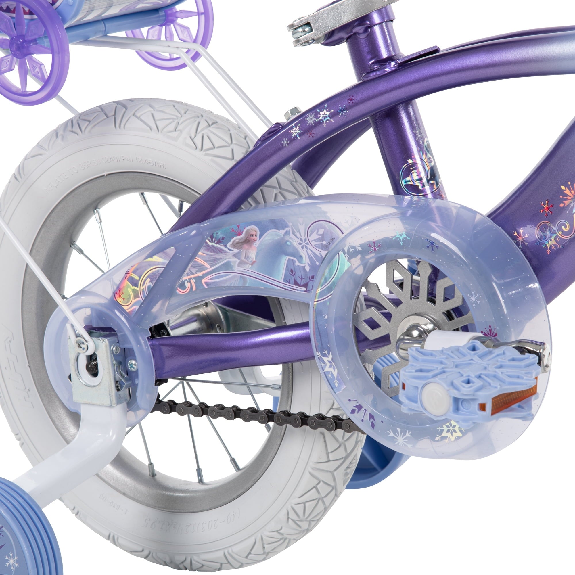 Frozen Bike with Doll Carrier Sleigh for Girl's. 12 In.. White and Purple by Huffy