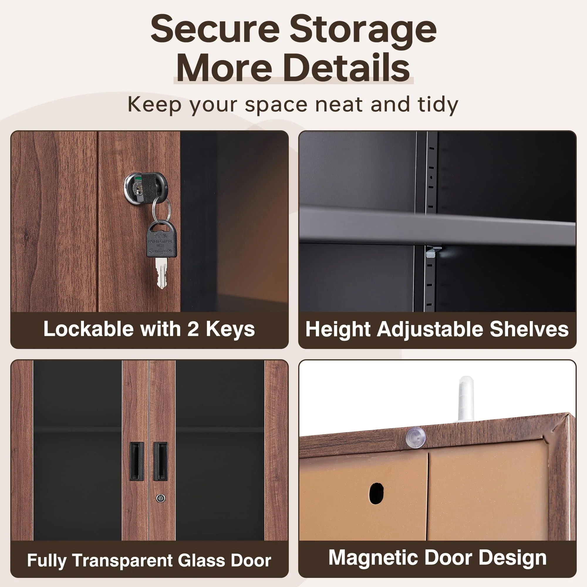 AFAIF Glass Display Cabinet Curio Cabinet with Glass Door