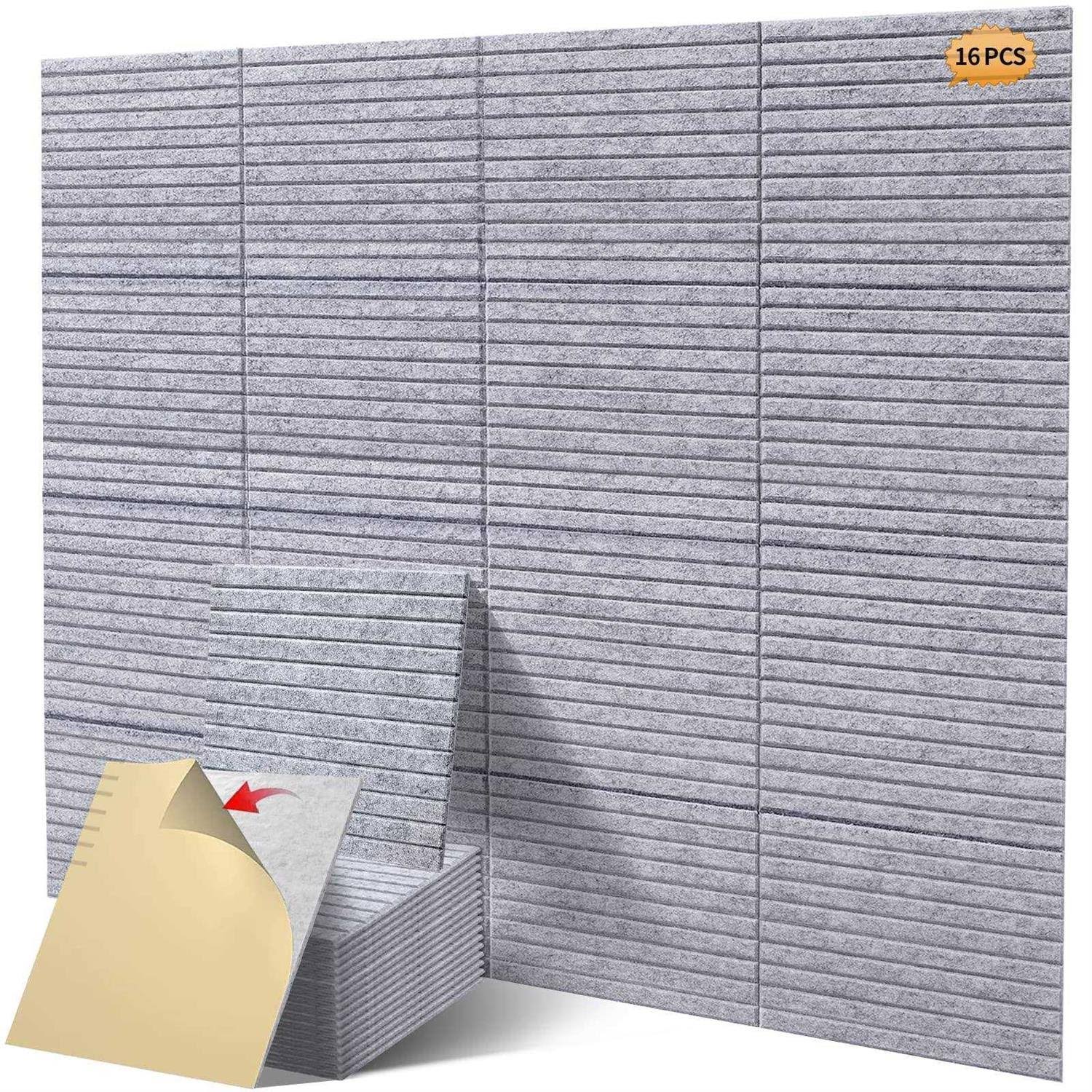 HIJIRH 16 Pcs Pro Grade Soundproof Wall Panels,Acoustic Panels,Premium Sound Panels,Better Than Foam,Wedge Design,with Adhesive on Back,for