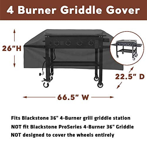 36 Grill Griddle Cover for Blackstone Outdoor Cooking Flat Top Griddle Station. Camp Chef Flat Top Grill and Most 4 Burner Flat Top Grill Griddle. 600D Heavy Duty Cover with Support Pole