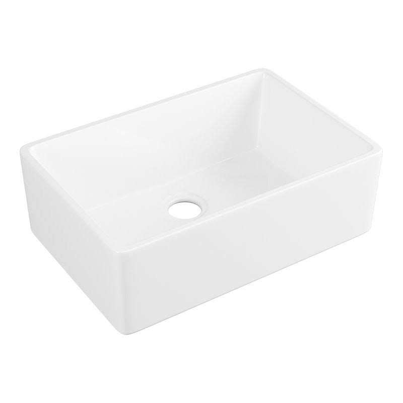 DeerValley DV-1K116 White 24 inch Farmhouse Sink with Bottom Grid and Strainer,Apron Sink Single Bowl Ceramic Sink,Small Kitchens Sinks