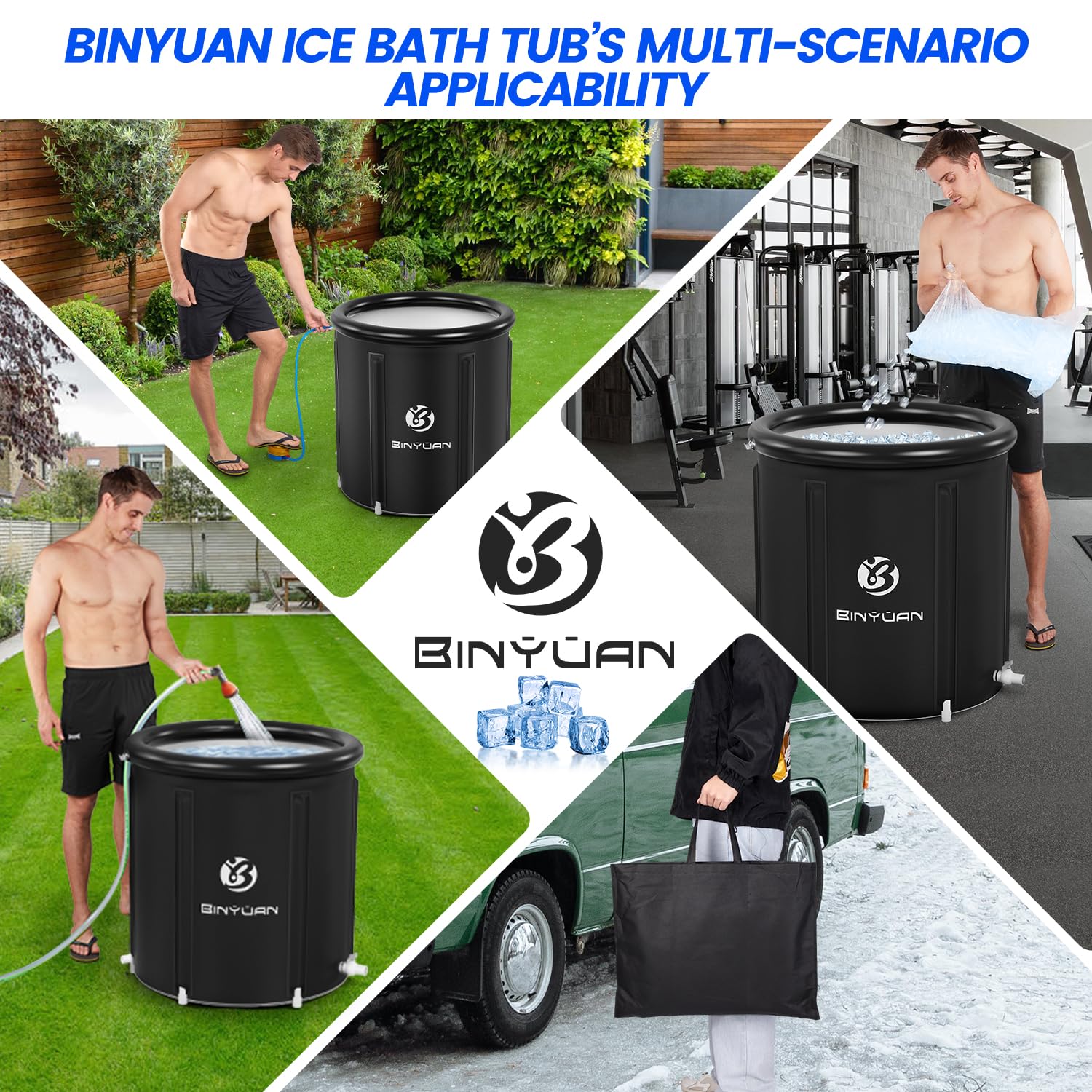 BINYUAN XL Large Ice Bath Tub for Athletes With Cover 106 Gallons