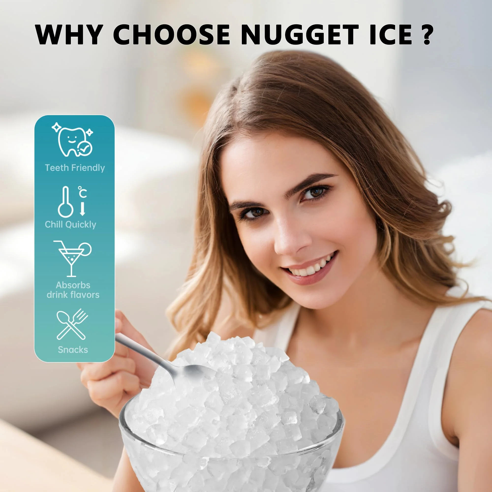 EUHOMY Nugget Ice Maker Countertop with Handle
