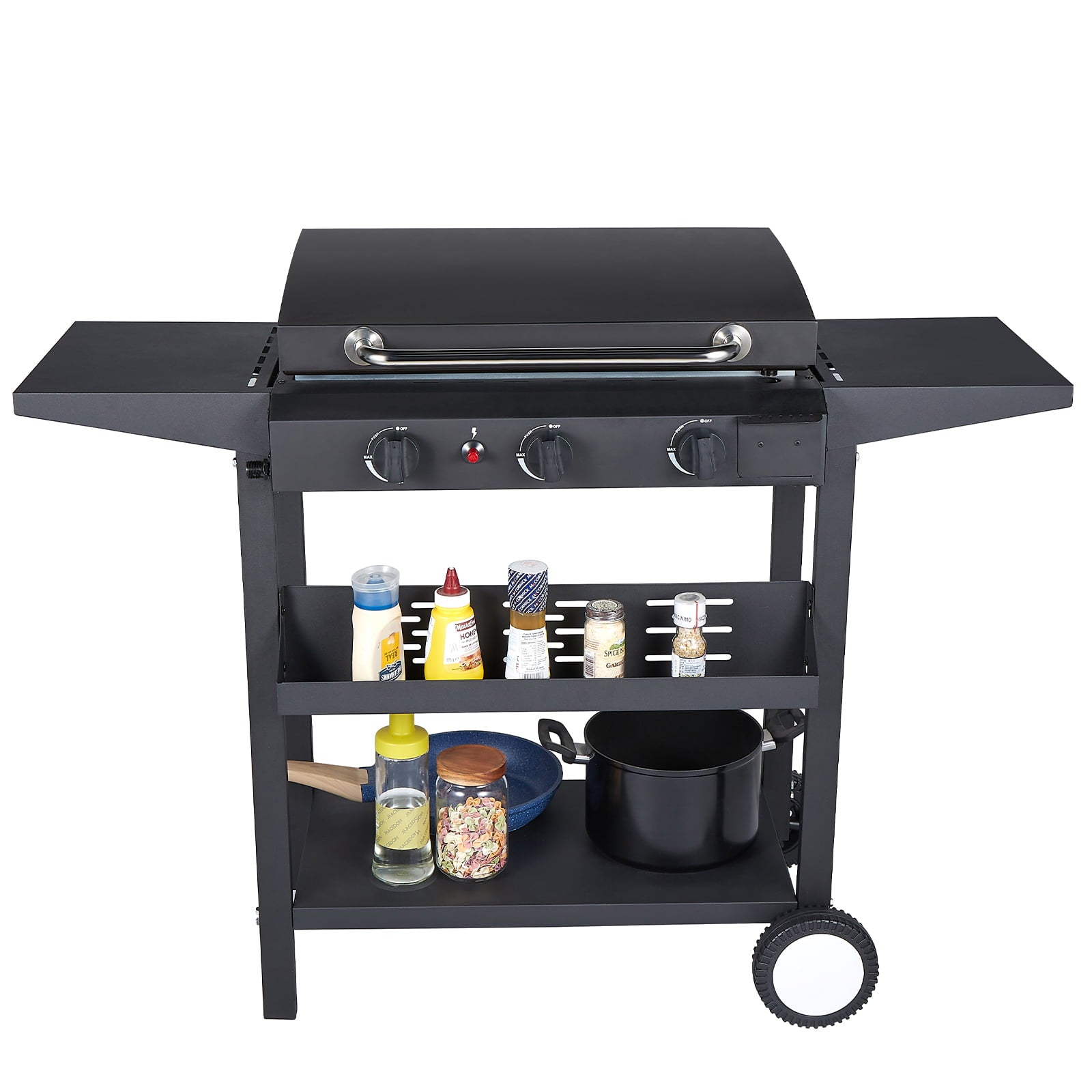 3-Burners Gas Griddle Portable Flat Table Top BBQ Grill Cooking Station