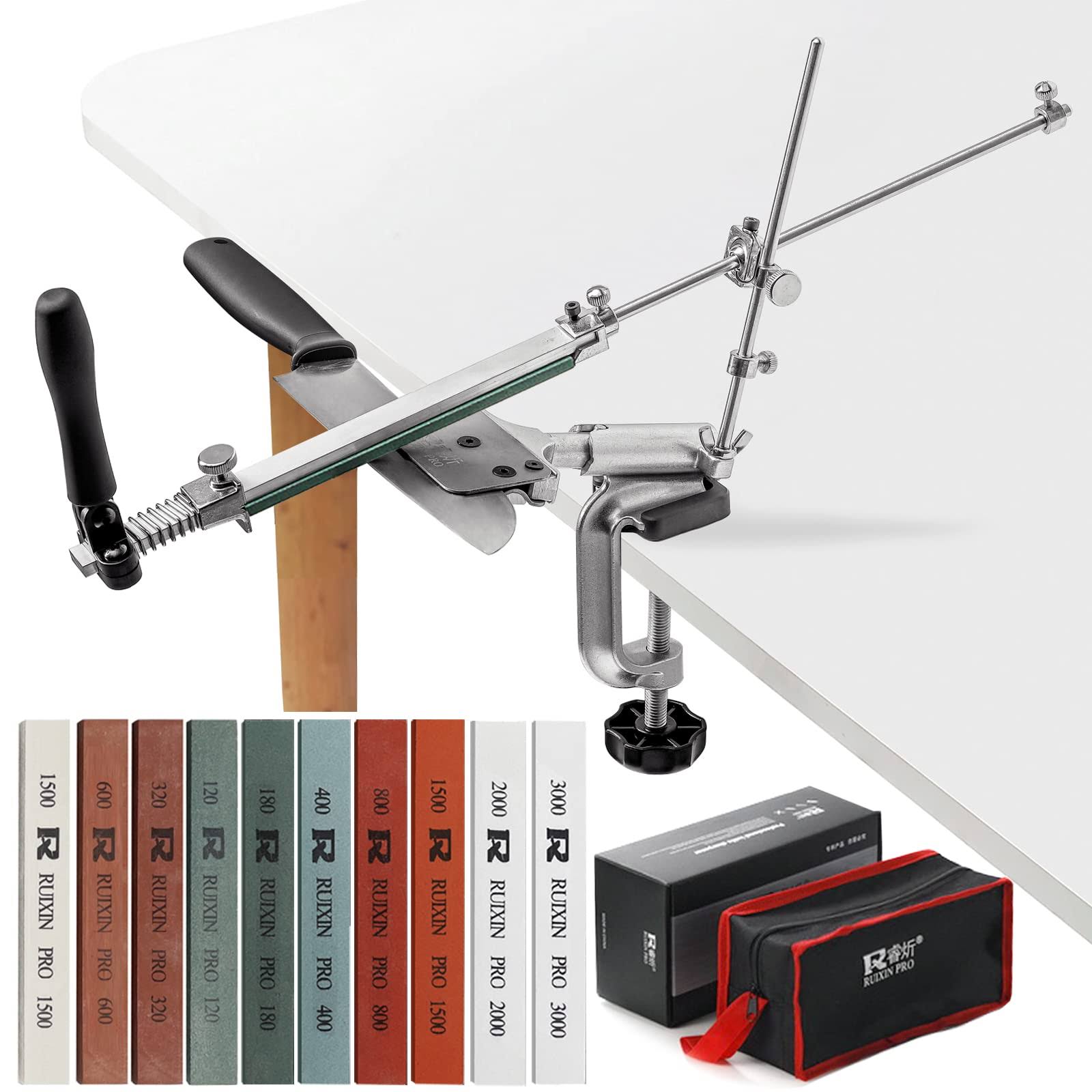 MOVIRON Ruixin Pro RX-008 Professional Knife Sharpener with 10 Whetstones, 360?? Rotation Flip Design Fixed-Angle Stainless Steel Kitchen Chef Knife