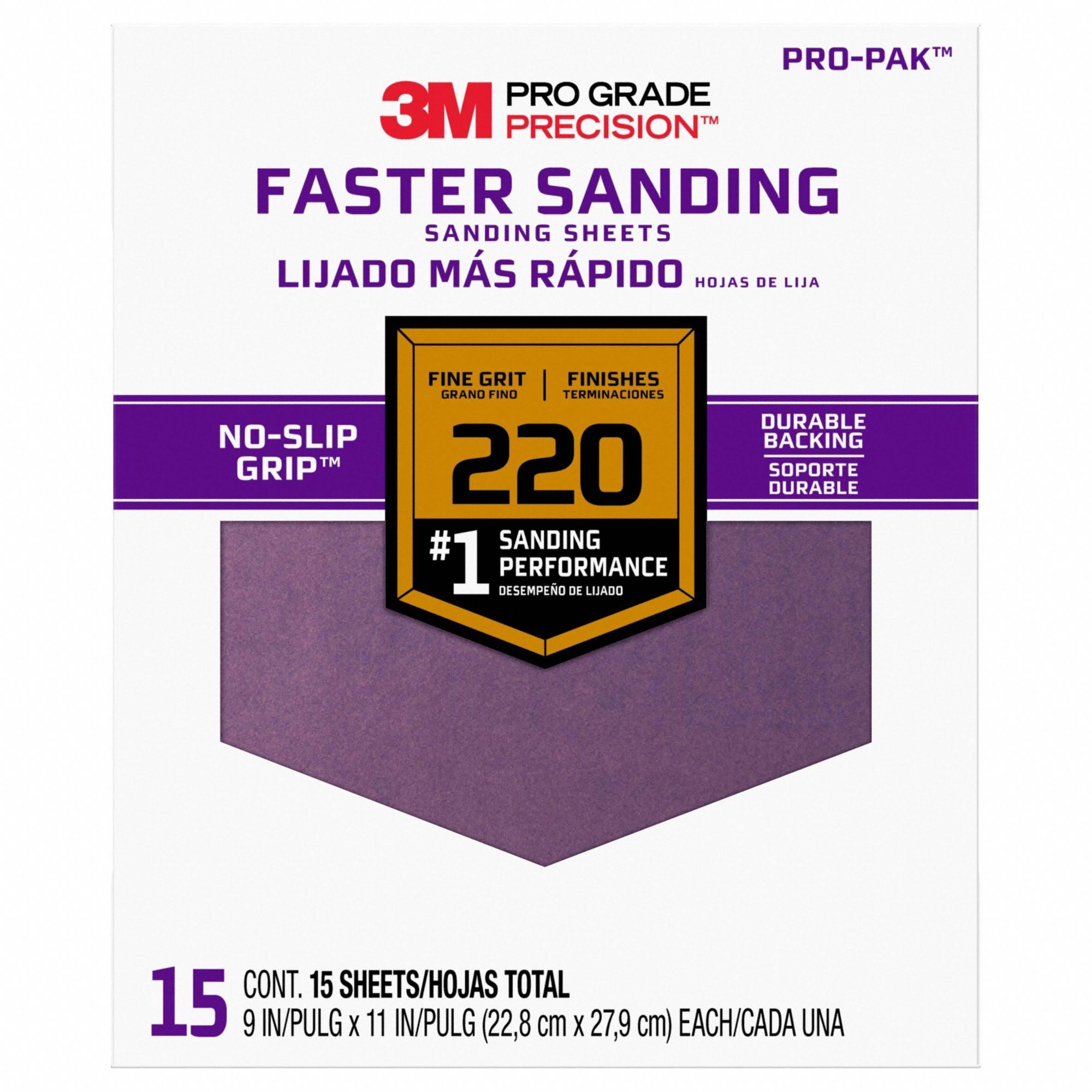 3M 27220PGP-15 Pro Grade Precision 9 in. x 11 in. 220 Grit Fine Faster Sanding Sheets (15-Sheets/Pack)