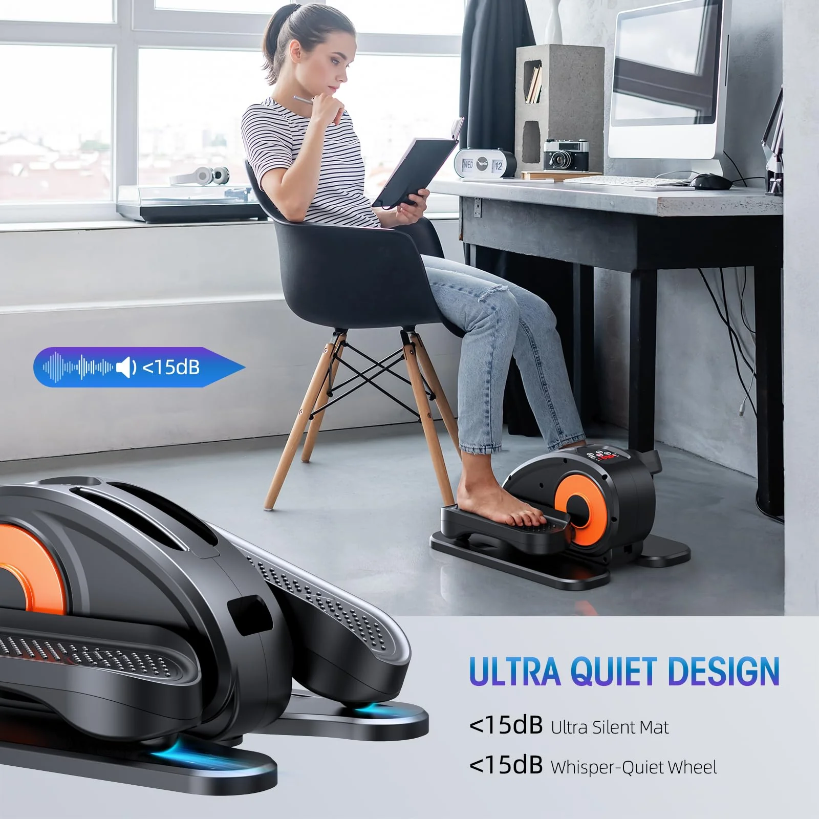 GUGTTR Under Desk Elliptical Machine with Remote Control