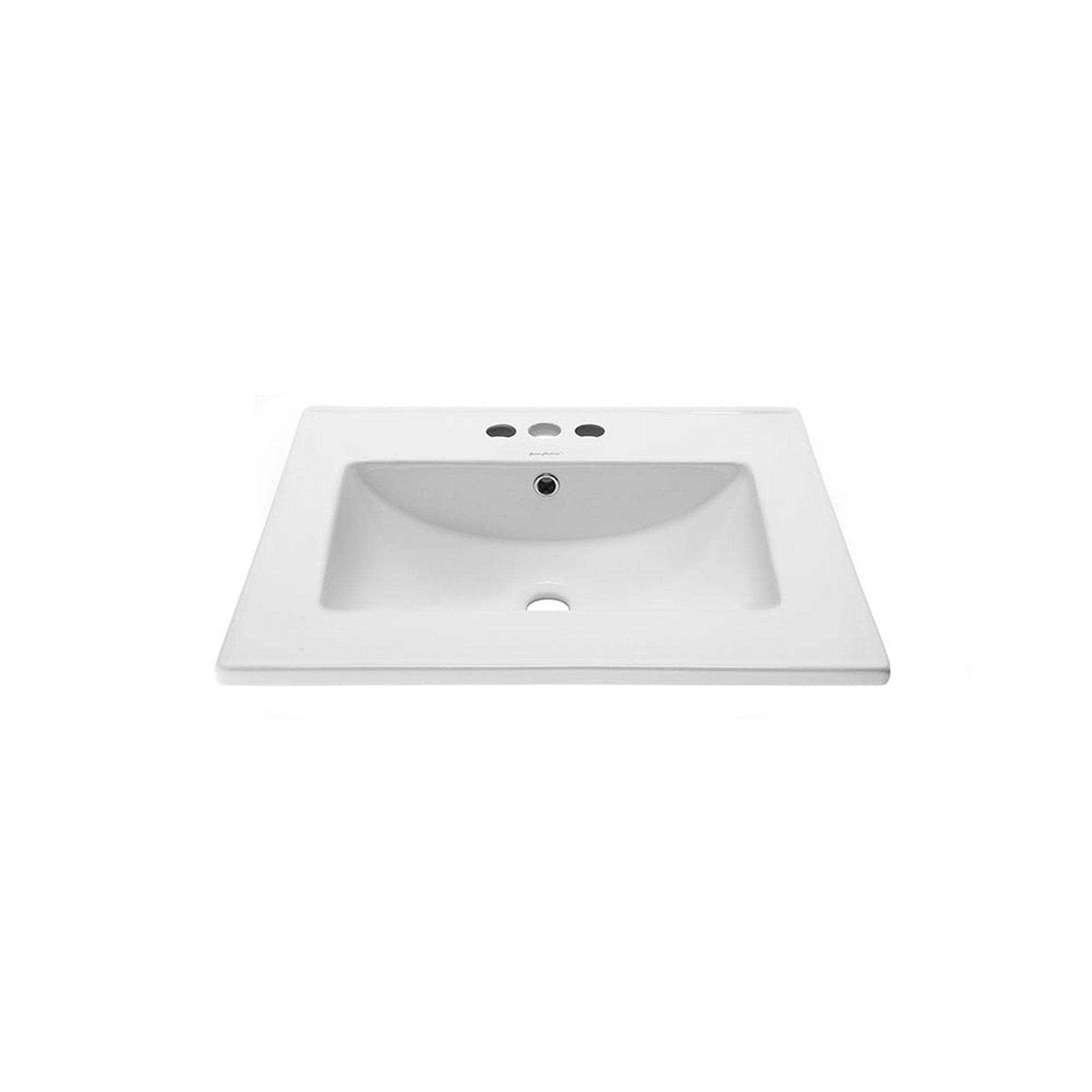 Swiss Madison SM-VT324-3 24 inch Ceramic Vanity Top with Three Faucet Holes