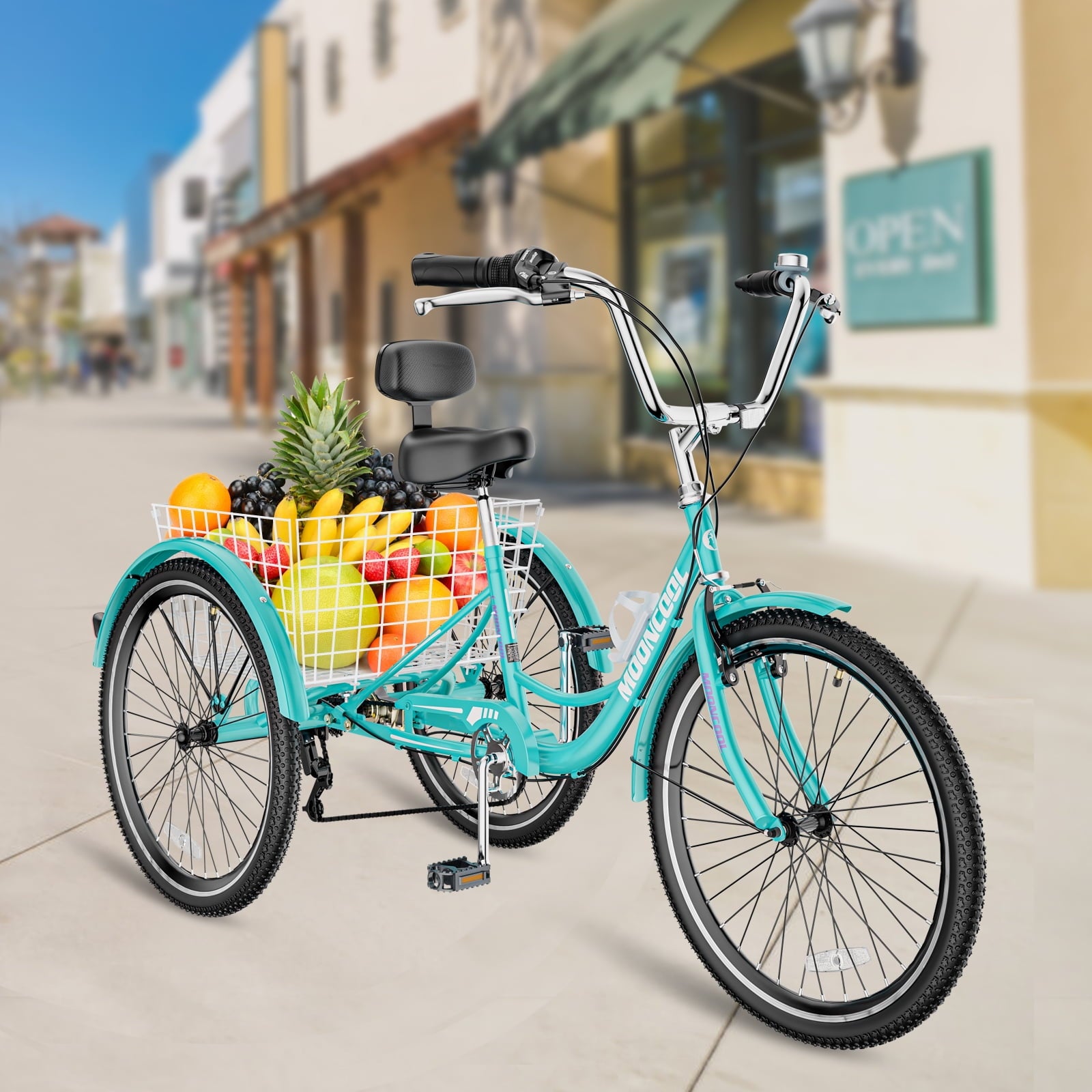 Adult Tricycle 20/24/26 inch 7 Speed. Three Wheel Bicycle for Adult. Trike Cruiser W/ Tools & Big Basket for Exercise Shopping Picnic Outdoor Activities