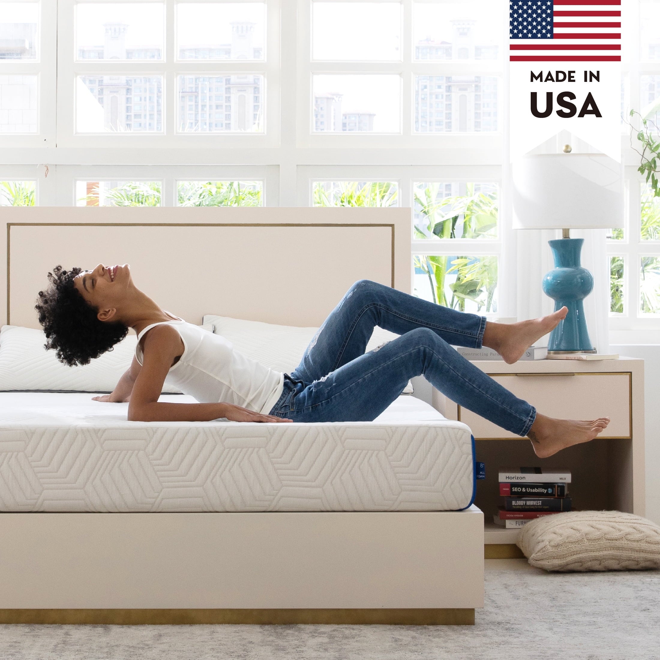 Ego Blue 8 inch Cooling Gel Memory Foam Mattress. Twin Mattress in a Box. Medium