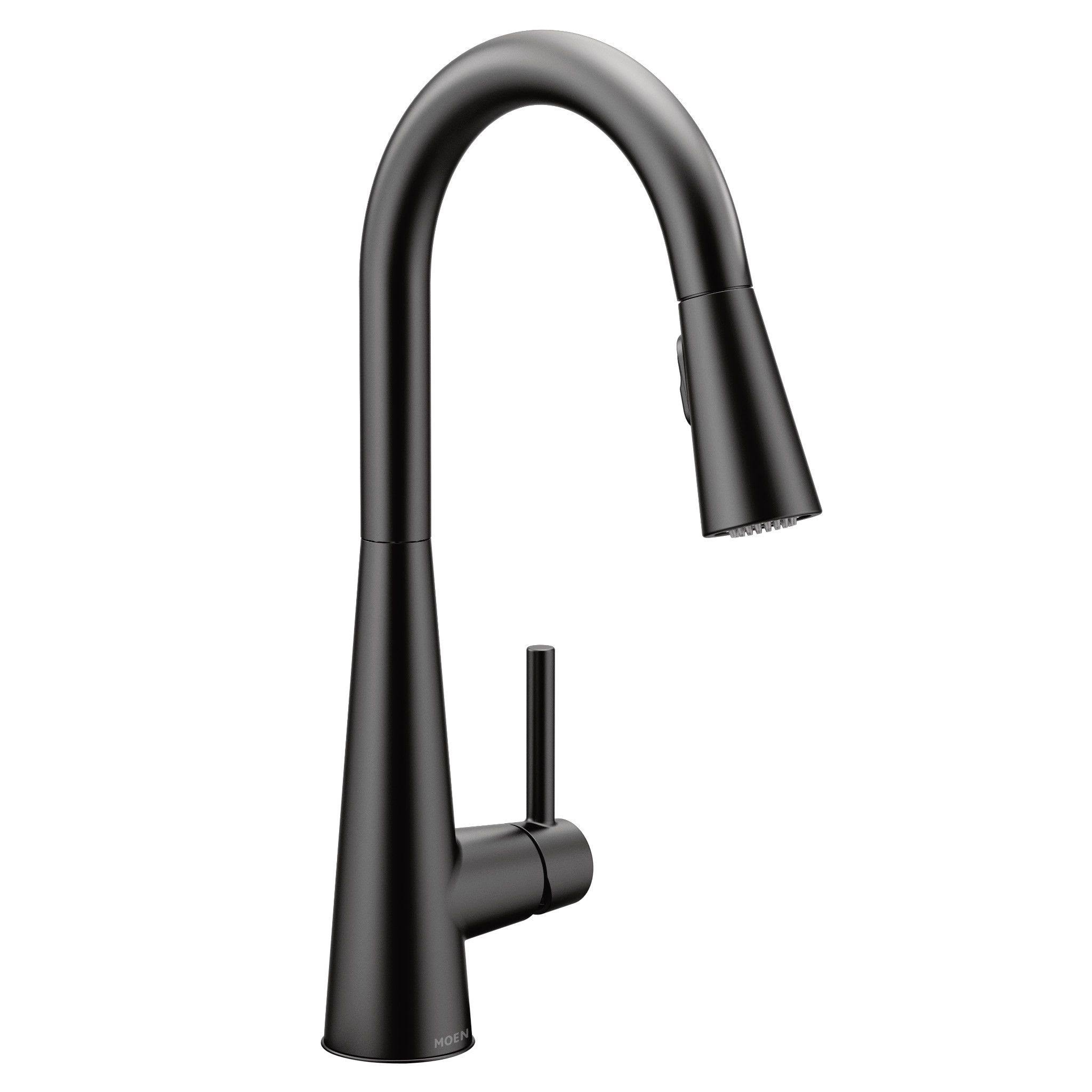 Moen 7864BL Sleek Matte Black One-Handle Pulldown Kitchen Faucet