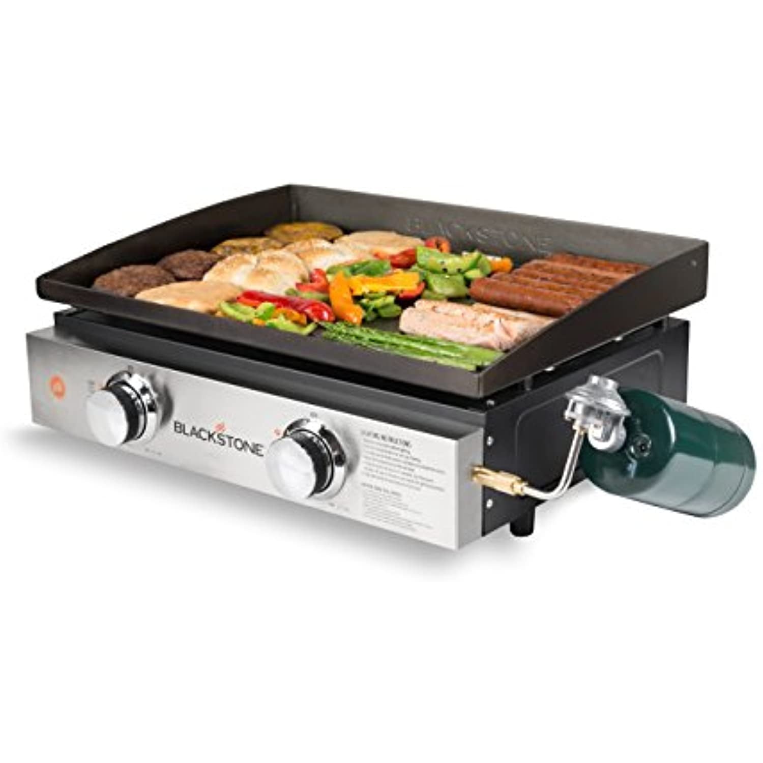 1666 Heavy Duty Flat Top Grill Station for Kitchen. Camp. Outdoor. Tailgating. Tabletop. Countertop Stainless Steel Griddle with Knobs & Ignition. 22 Inch. Black. Propane