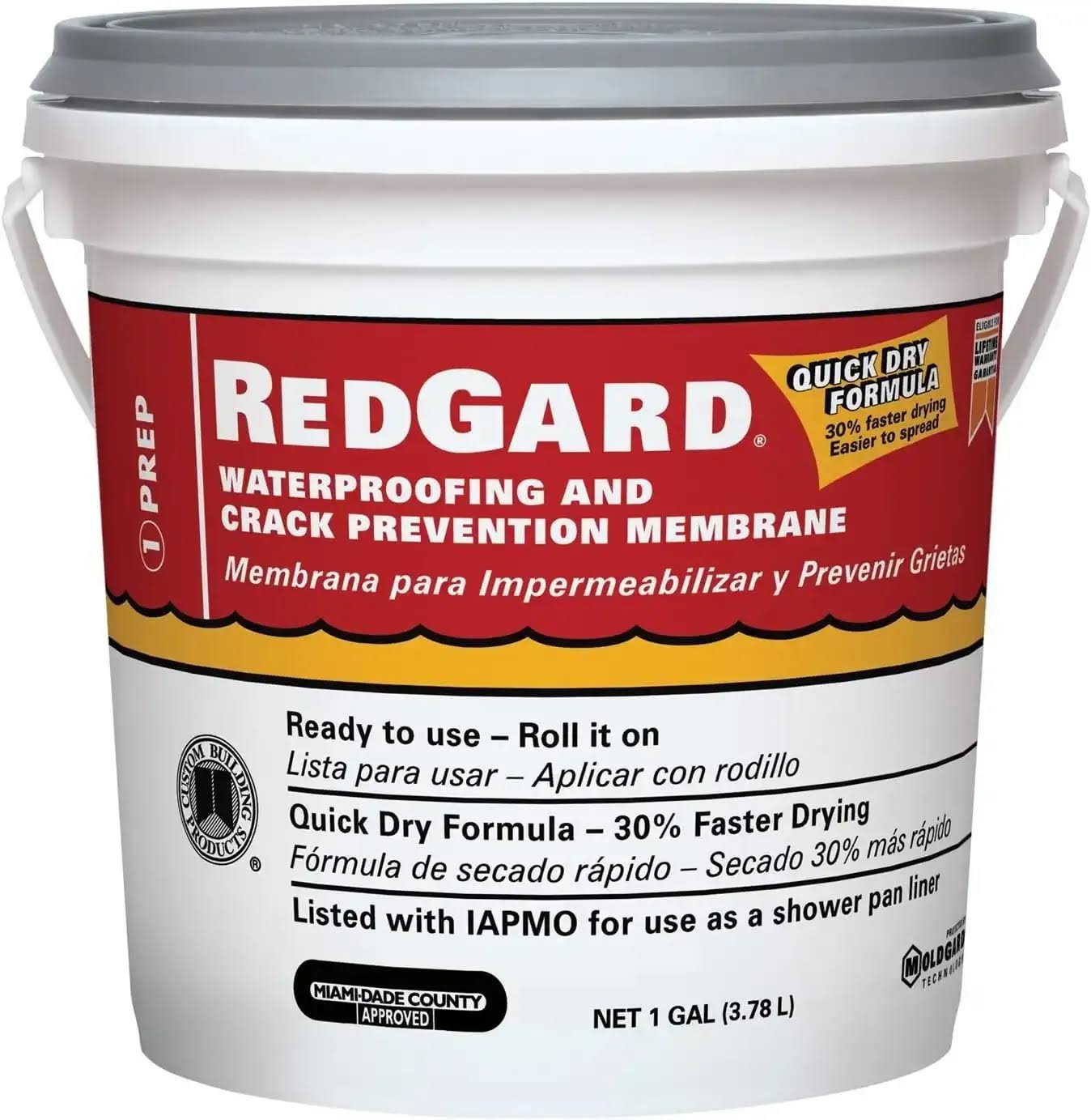Custom Bldg Products LQWAF1-2 Redgard Waterproofing, 1 Gal