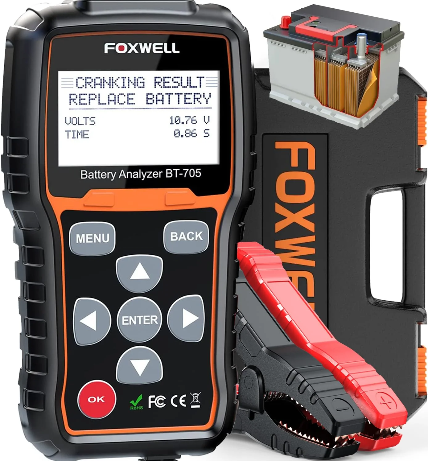 FOXWELL Car Battery Tester 12V 24V. 100-2000CCA