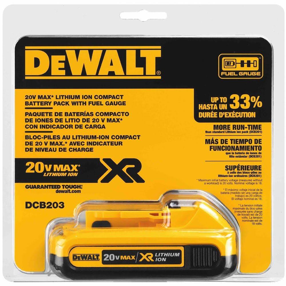 Dewalt DCB203 MAX Compact Lithium Ion Battery Pack - 20 V