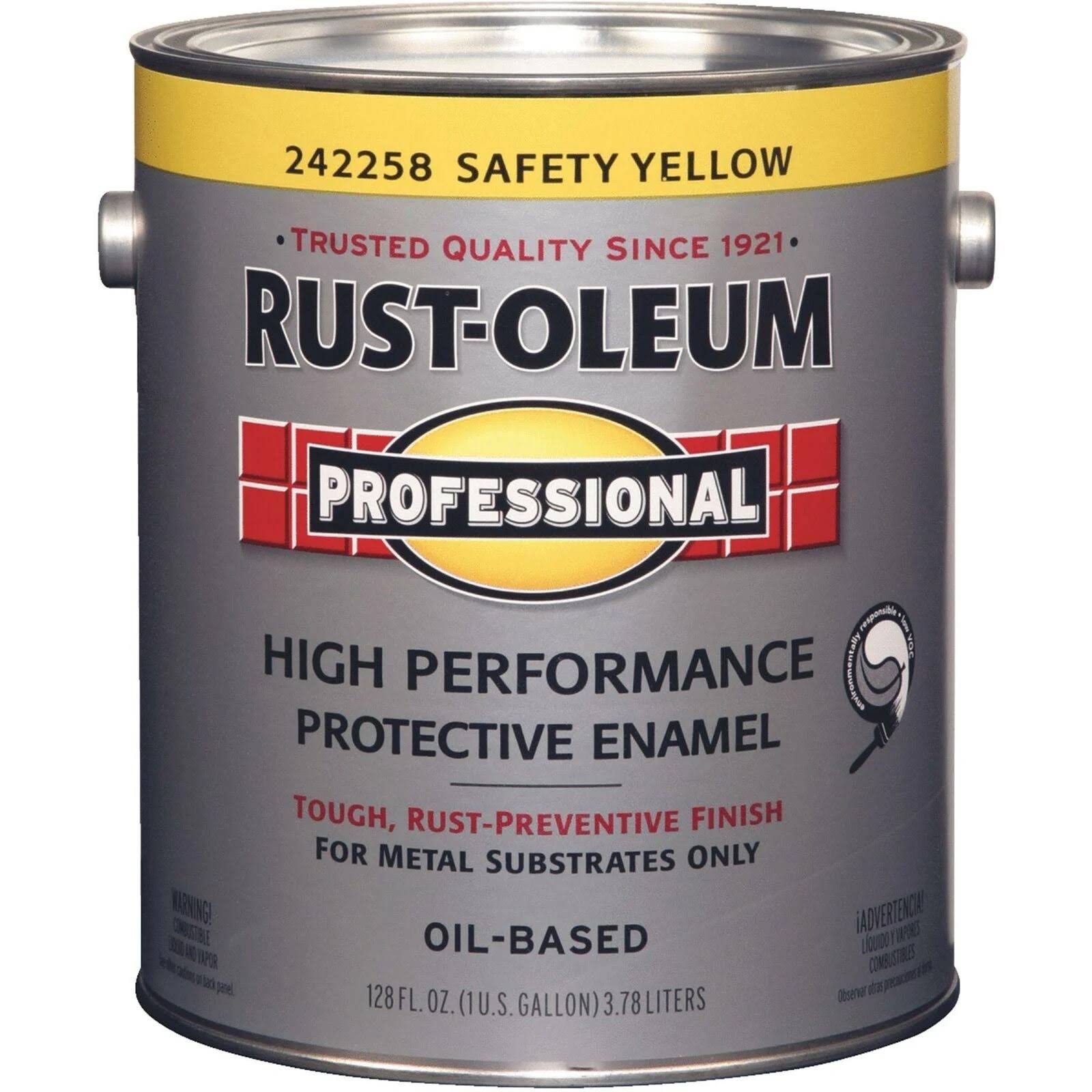 Alkyd Enamel Paint,safety Yellow,Gloss,1 gal. Rust-Oleum 242258