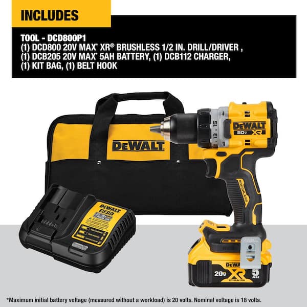 20V MAX XR Lithium-Ion Cordless Compact 1/2 in. Drill/Driver Kit. 20V MAX 5.0Ah Battery. and Charger
