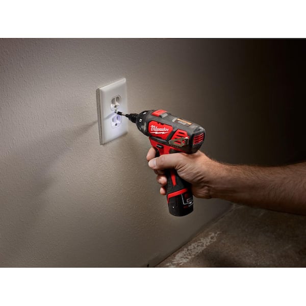 M12 12V Lithium-Ion Cordless 1/4 in. Hex Screwdriver/LED Worklight Kit with (2) 1.5Ah Batteries.Bit Set & Bag