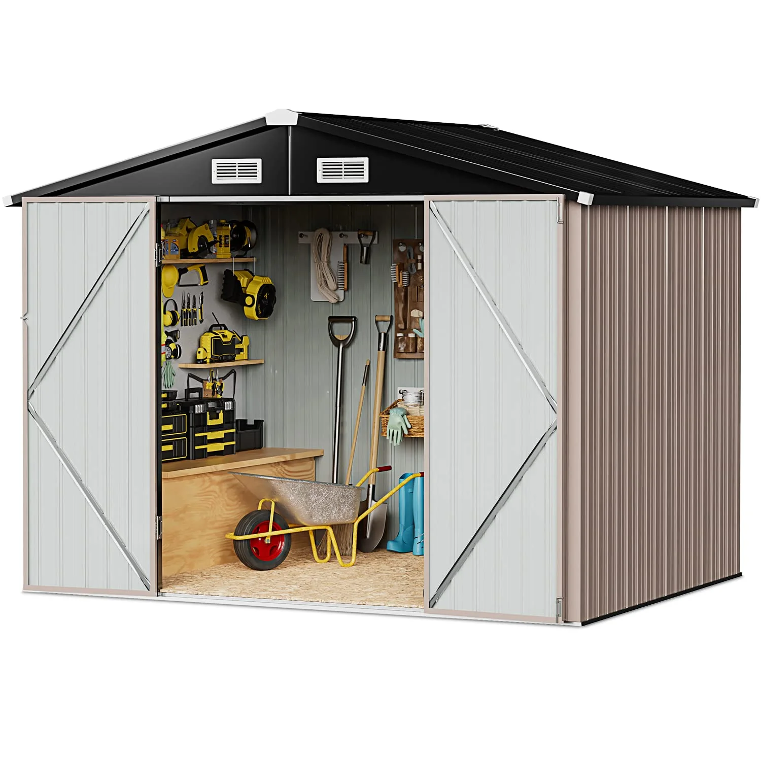 Aoxun 6.4x4 FT Outdoor Storage Shed for Tool. Garden