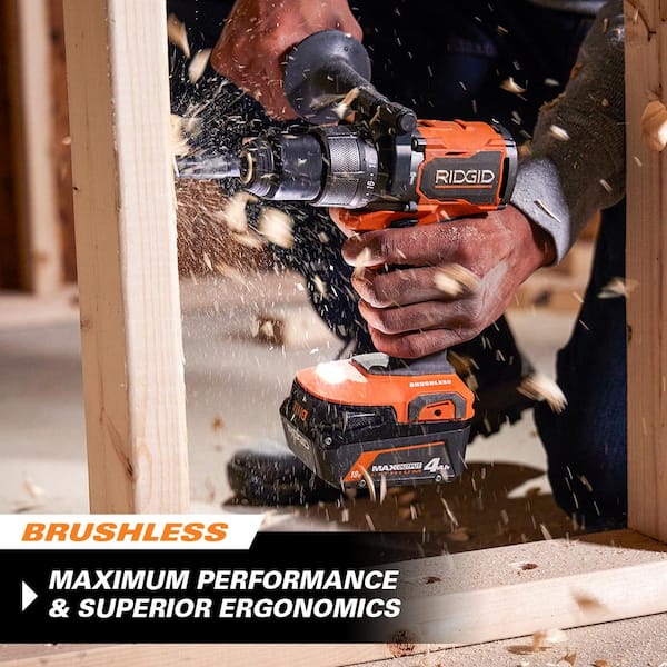18V Brushless Cordless 2-Tool Combo Kit with Hammer Drill. Impact Driver. (3) Batteries. Charger. and Bag