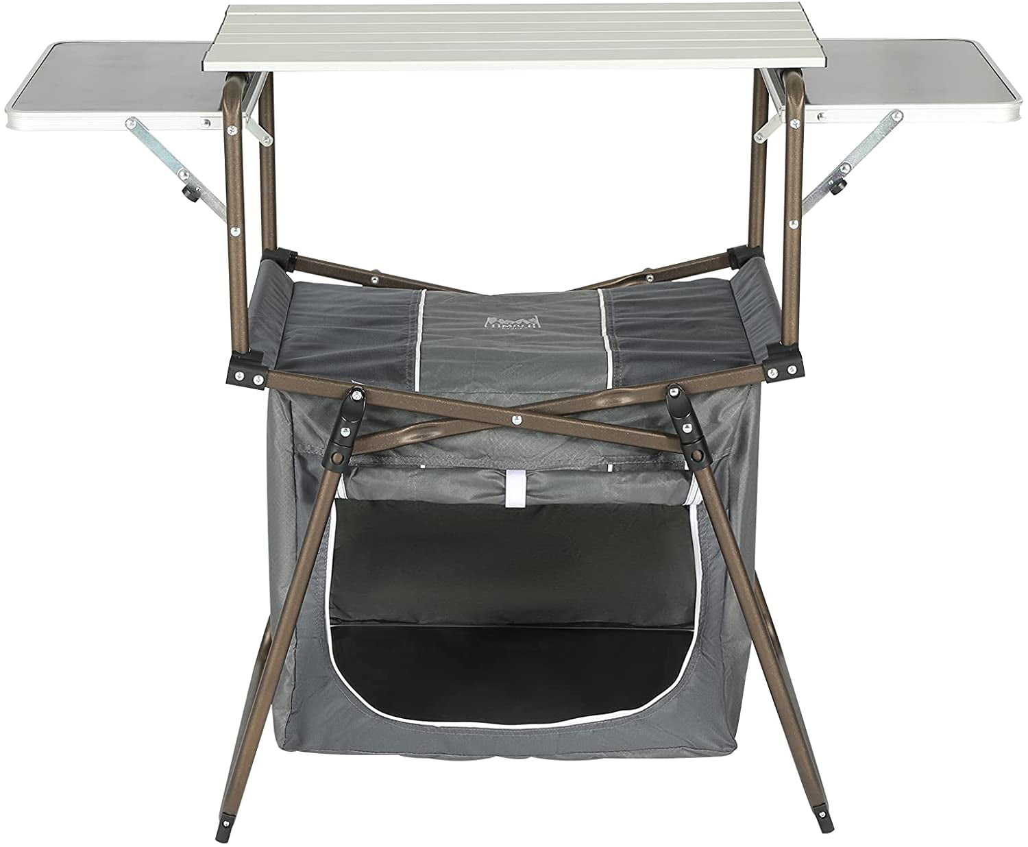 Folding Kitchen Lightweight Portable Aluminum Storage and Carry Bag. Camp Cook Station. Foldable Grill Table for BBQ. Picnic. Backyard. 42.13X13.58X31.3/33.46 inches. Gray