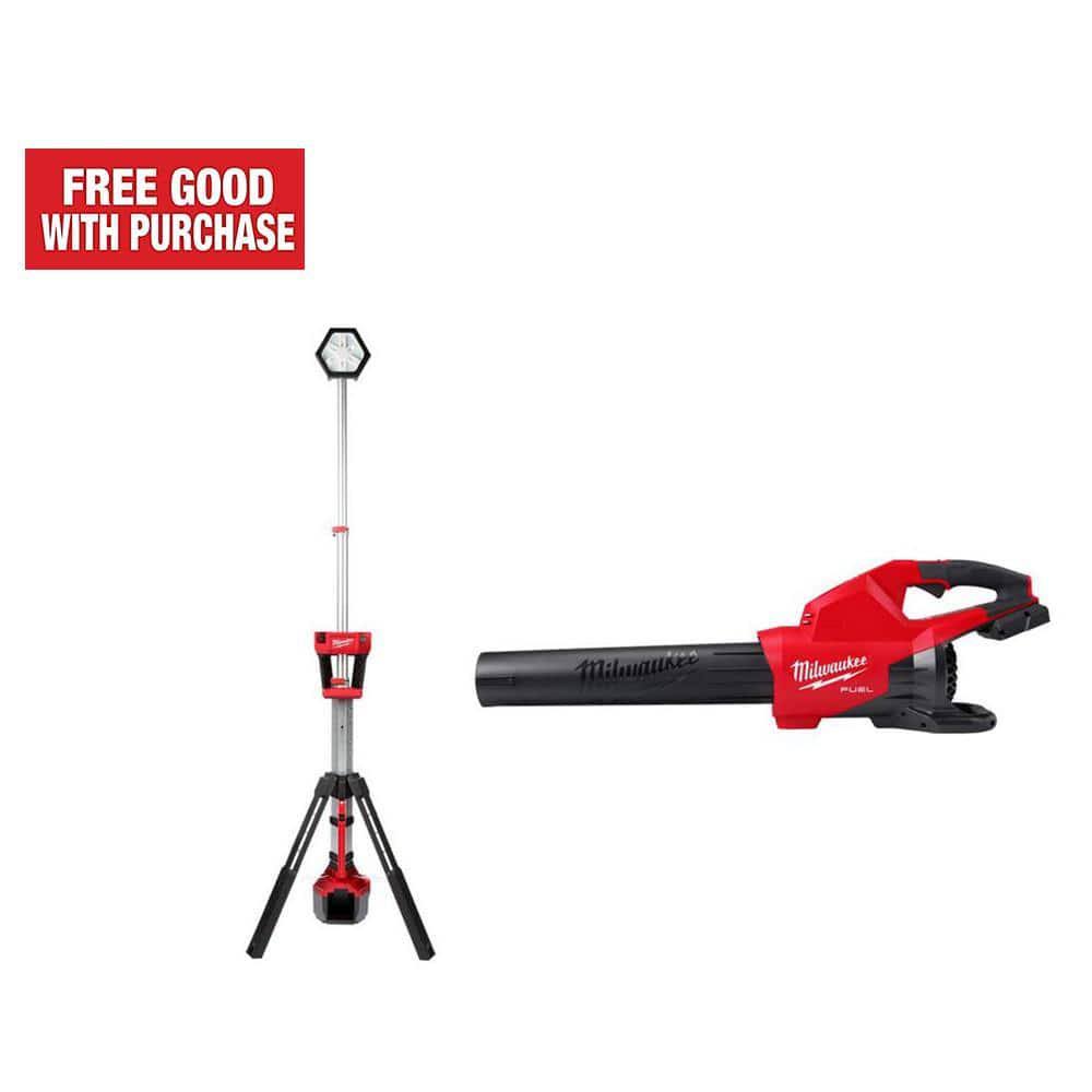 Milwaukee M18 18V Lithium-Ion Cordless Rocket Dual Power Tower Light & M18 Fuel Dual Battery Handheld Blower