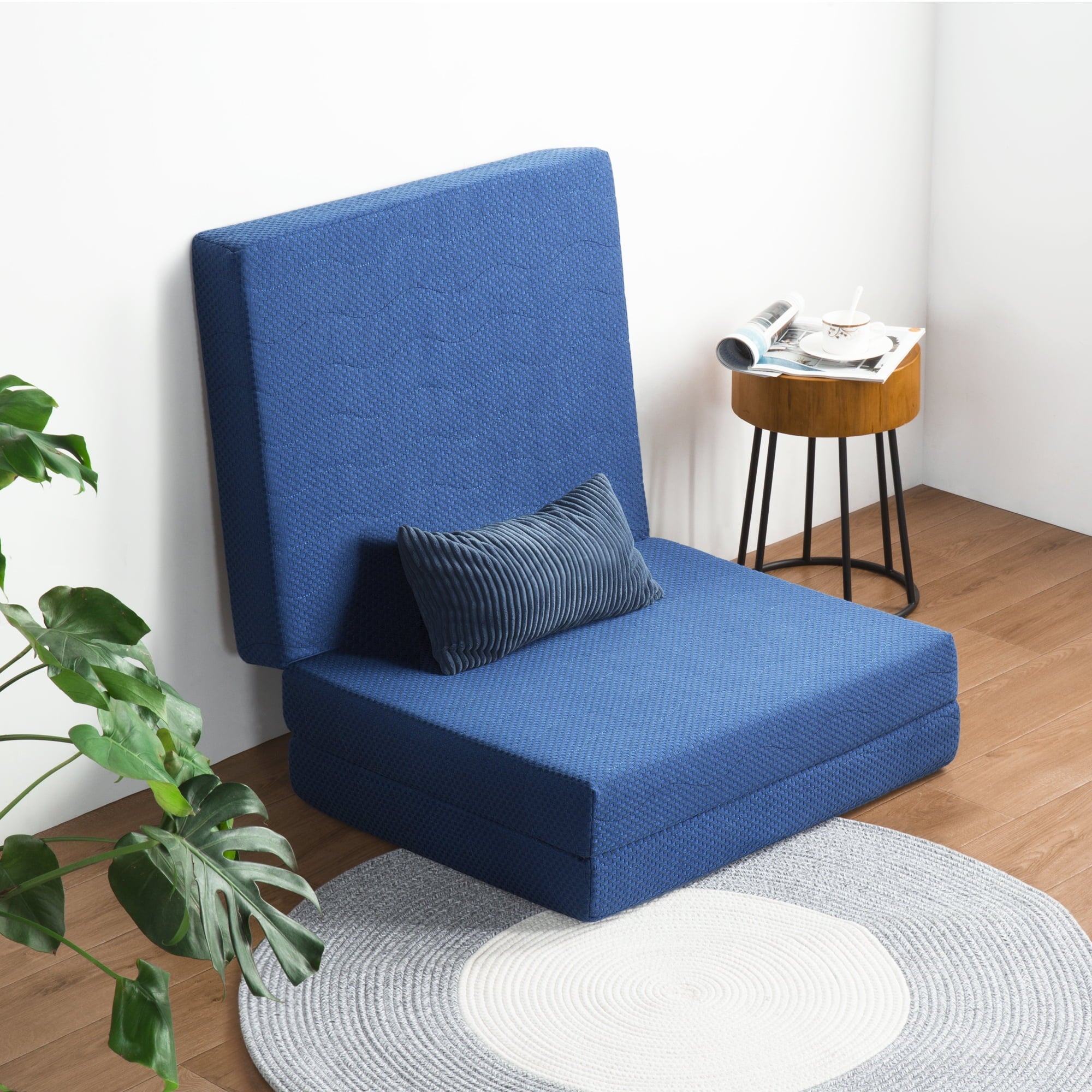 4'' Tri-Fold Memory Foam Mattress. Blue. Twin