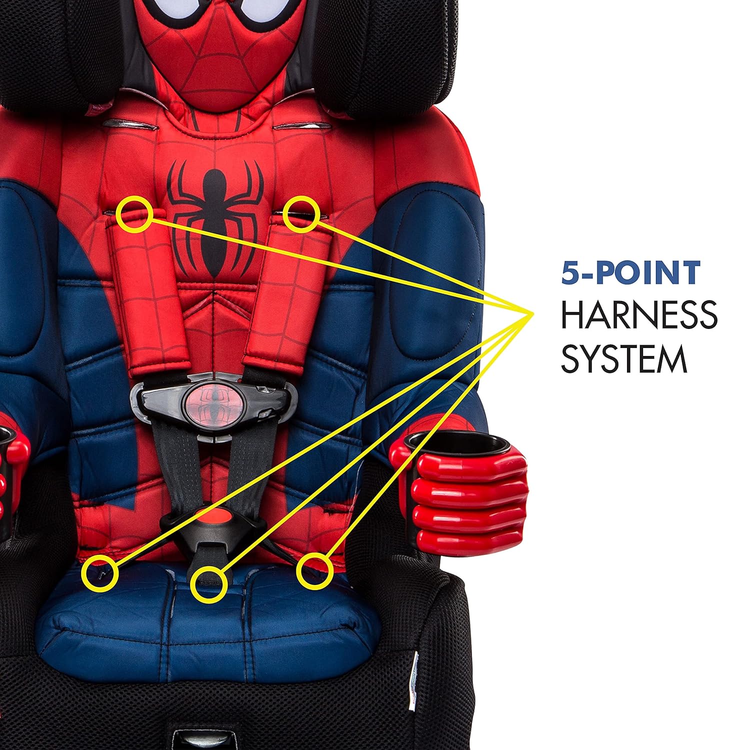 KidsEmbrace Marvel Spider-Man 2-in-1 Forward-Facing Booster Car Seat LATCH | 5-Point Harness Booster 22-65lbs converts to Belt-Positioning Booster 40-100lbs | Adjustable