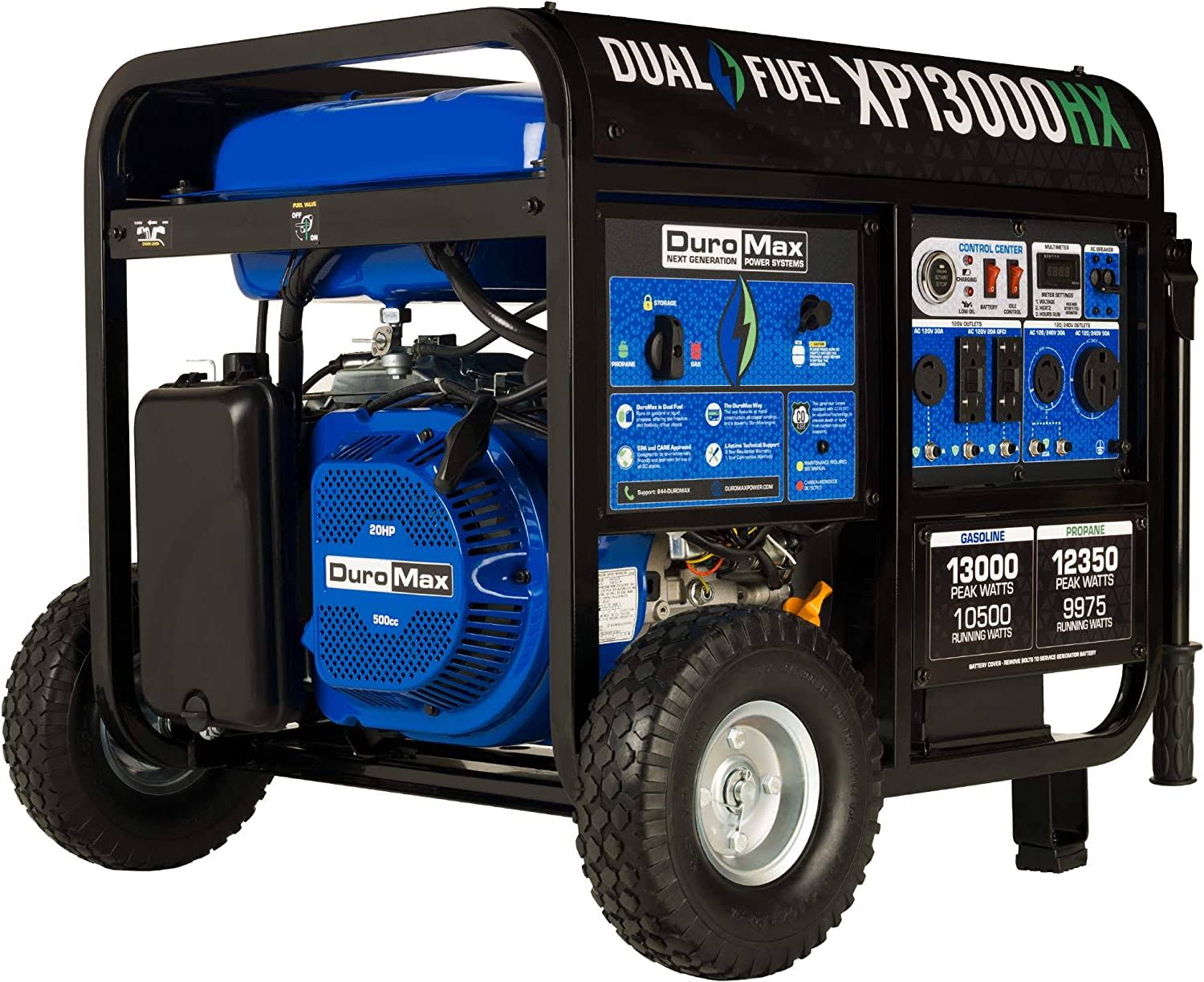 DuroMax XP13000HX 13,000 Watt Dual Fuel Portable Generator w/ Co Alert