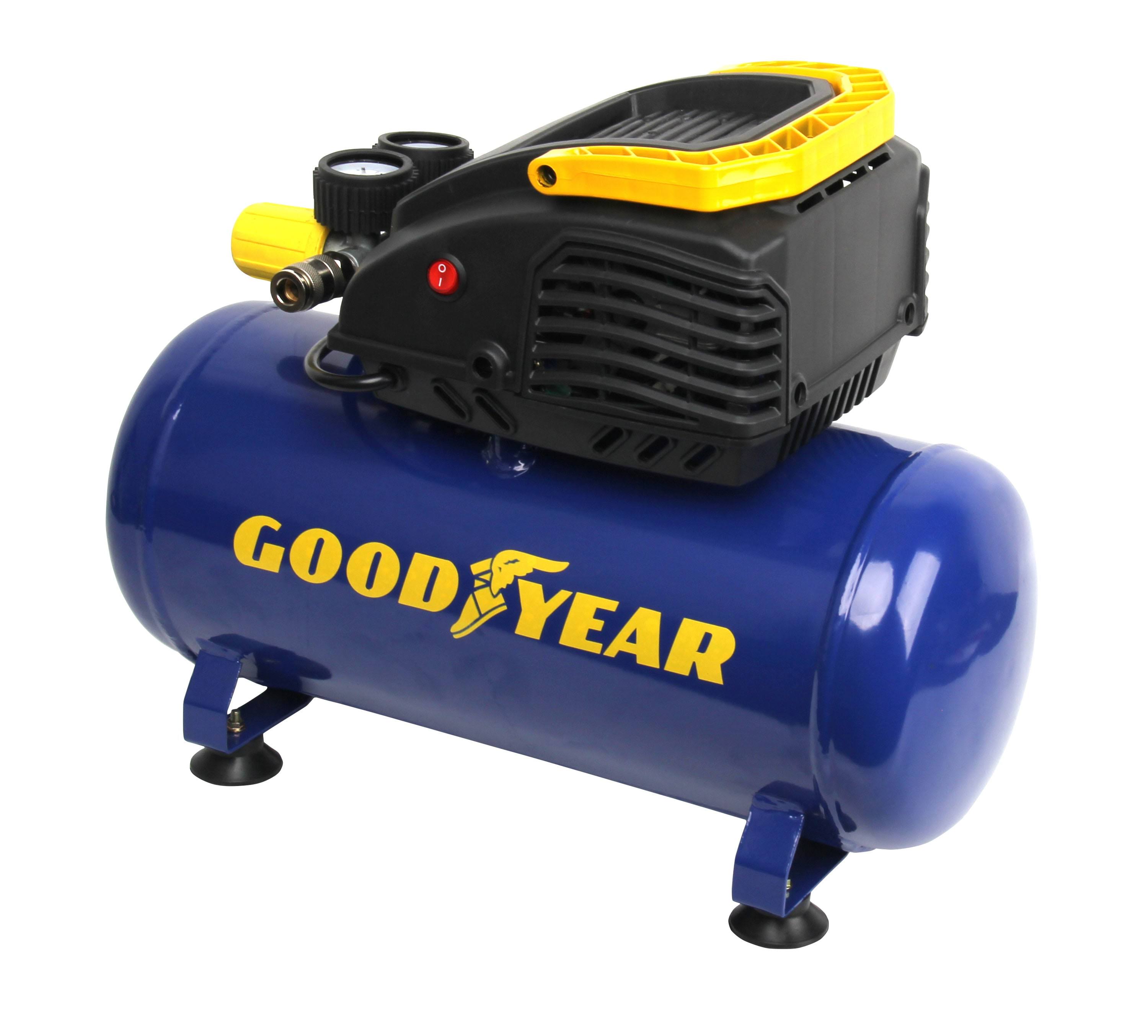 Goodyear 3 Gallon Air Horizontal Air Compressors. 135 Max Psi. 1.0 Scfm at 40 PSI , .8 Scfm at 90 Psi. Long Lasting Induction motor