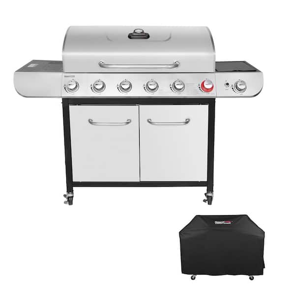 6-Burner BBQ Liquid Propane Gas Grill with Sear and Side Burner with Cover. 71.000 BTU Cabinet Style Gas Grill