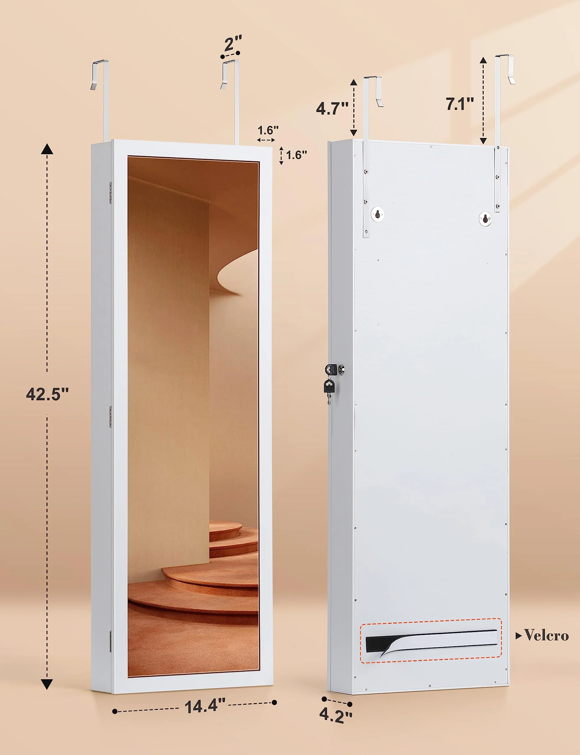 Nicetree 6 LEDs Large Capacity Mirror Jewelry Cabinet