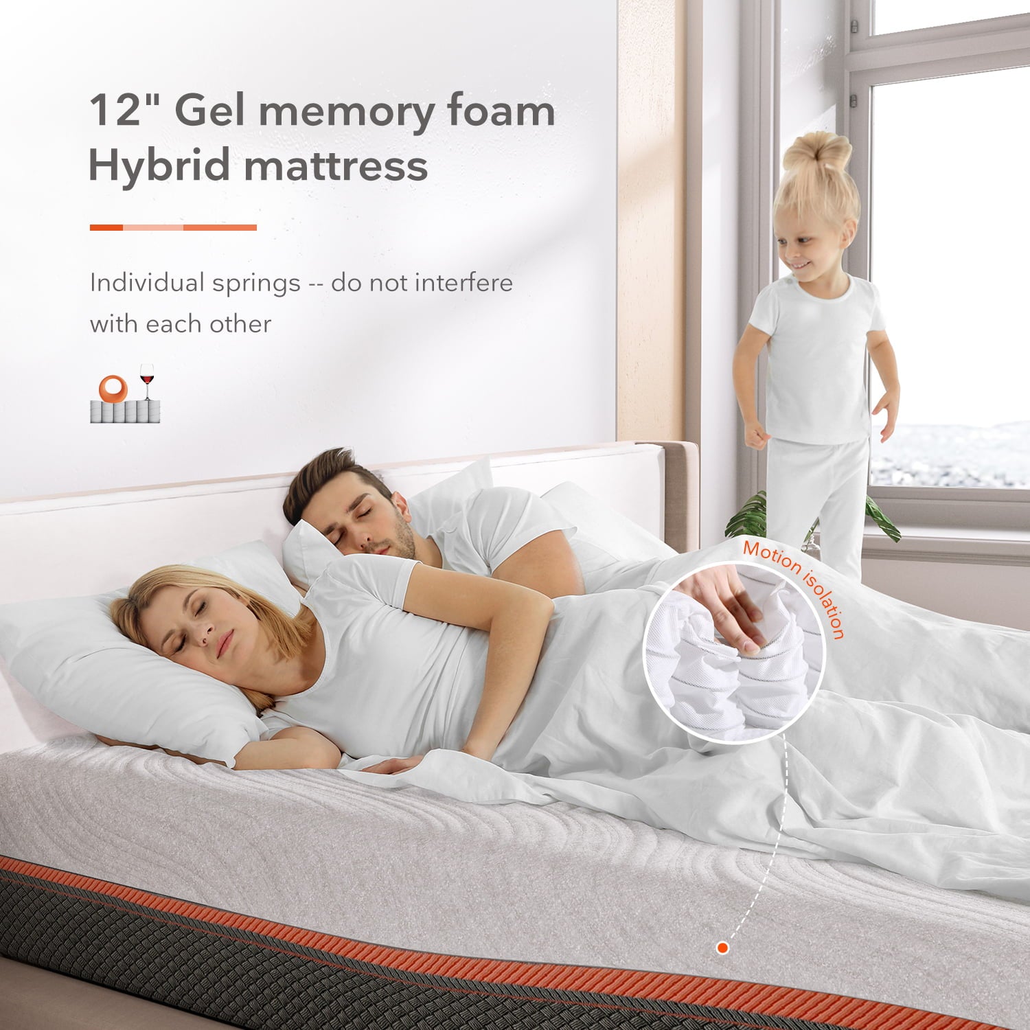 10 Inch Cooling Gel Infused Memory Foam Mattresses Pocket Spring Hybrid Mattresses. Queen Mattresses