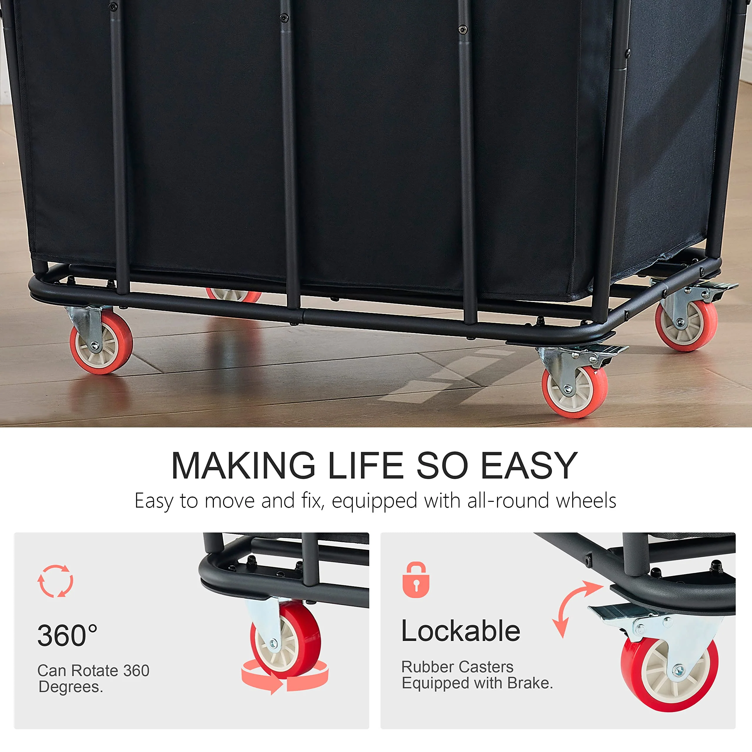 Hoctieon Large Rolling Laundry Hamper with Wheels